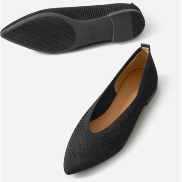Everlane ReKnit 40-Hour Flat Point Shoe, Black Mesh, Size 11 - Picture 1 of 13